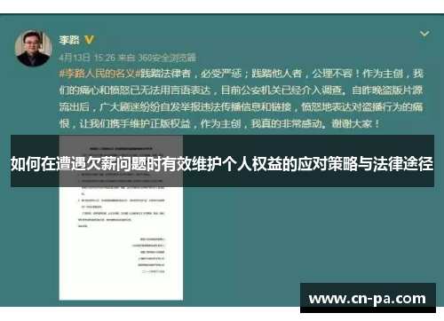 如何在遭遇欠薪问题时有效维护个人权益的应对策略与法律途径